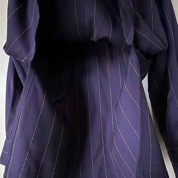 Vintage Linda Allard Ellen Tracy Wool Shacket Shirt Jacket 6 Purple Pin Striped - Picture 9 of 14